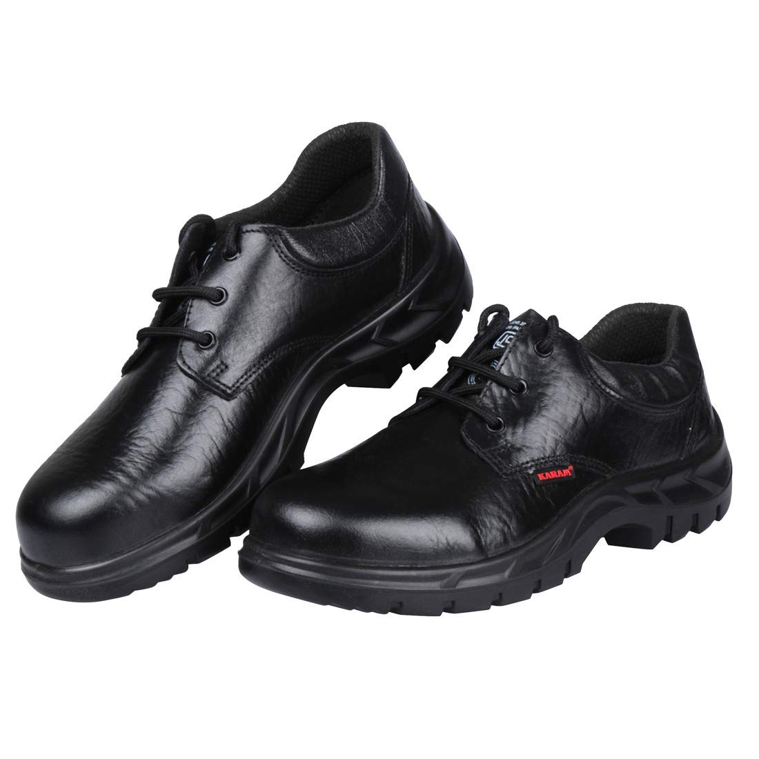 KARAM ISI Marked Leather Safety Shoe | Excellent Grip, Comfort and Slip Resistance | Safety Shoes with Steel Toe | Black | FS05BL