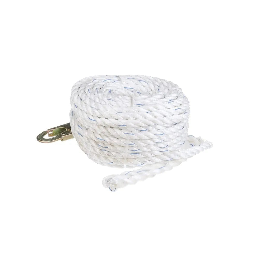 Polyamide Rope (SH18 Hook & End Stop Knob) - High-Strength, CE-Approved | White Polyamide lifeline rope 14mm