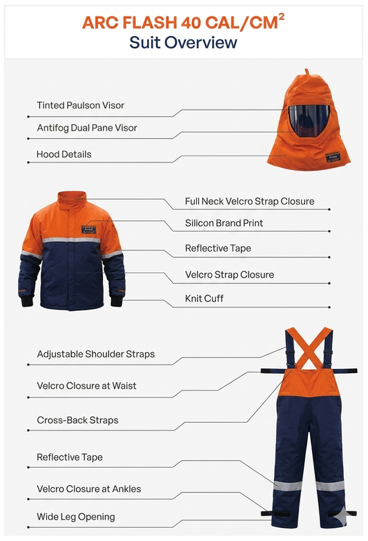 HICARE™ ARCDEFENCE™ 40 Cal/cm² Arc Flash Suit - HRC 4 High-Protection Double-Layer FR Suit