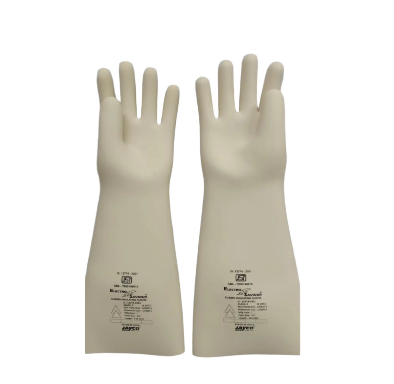 Jayco electrical hand gloves - Model 1072 - Class 2 Test Potentail : 20 KV Working Potential : 17000 V