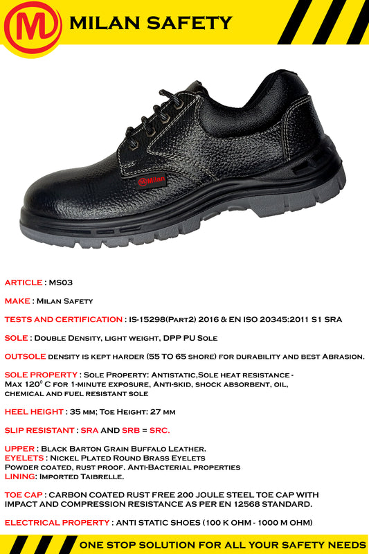 Milan Safety Light Weight Safety Shoe MS 03: Your Reliable Safety Partner