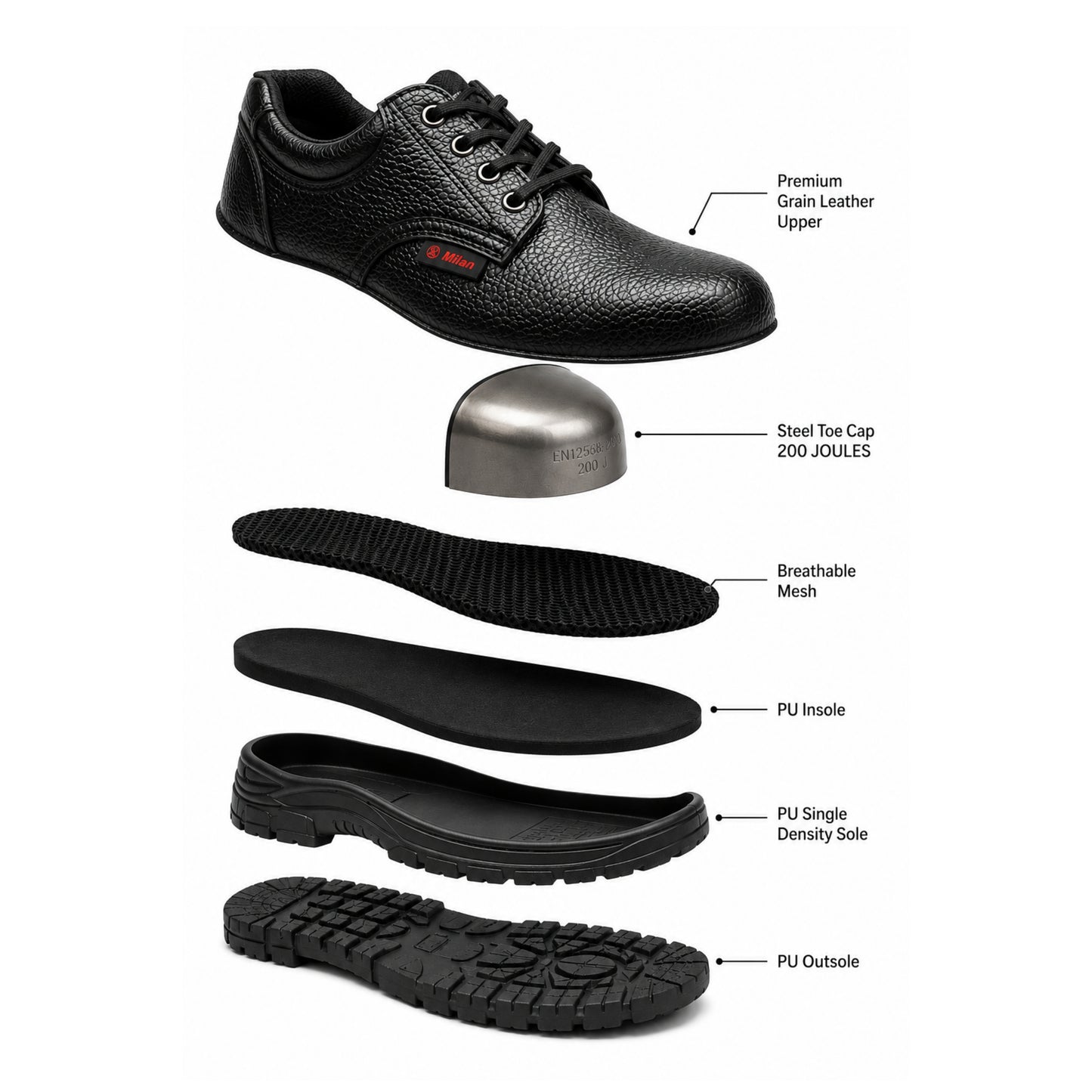 MS-02 Super Lightweight ISI Mark Safety Shoes | Steel Toe | 6-Month Warranty