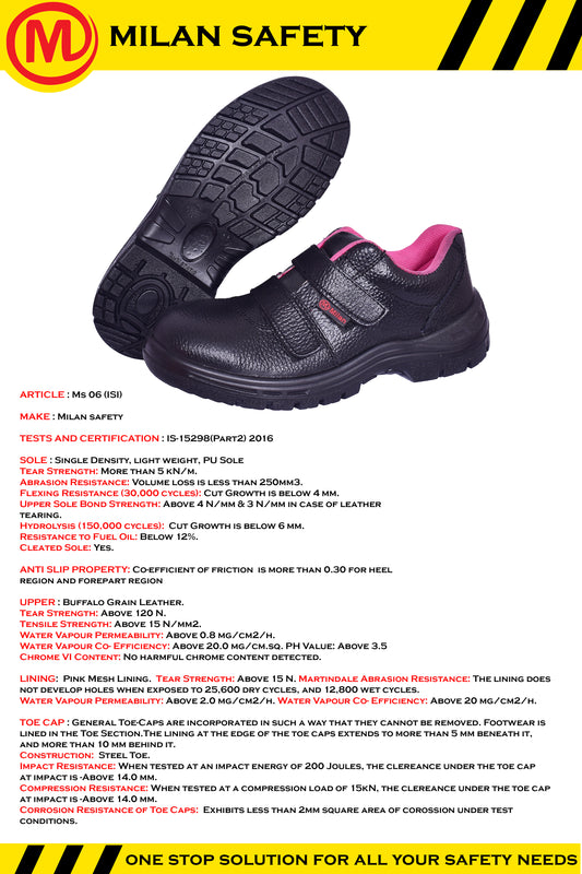 Milan Safety Shoe MS 06 Ladies Anti-static Safety Shoes | Stylish & Durable with Steel Toe Cap | Sizes 38-43