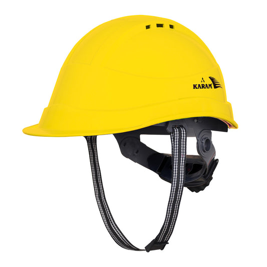 Karam Safety Helmet with protective Peak with Rachet type Adjustment and Ventilators