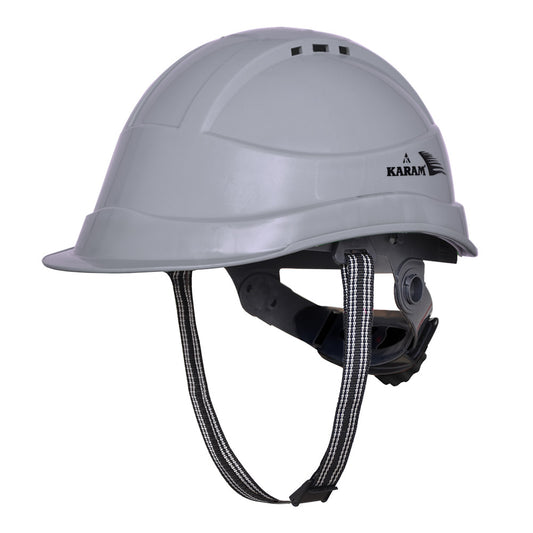 Karam Safety Helmet with protective Peak with Rachet type Adjustment and Ventilators