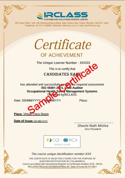 ISO 45001:2018 Lead Auditor Online Training Program | Master the Art of Auditing Occupational Health & Safety Management Systems