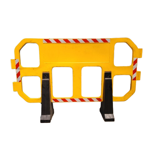 heavy duty interlocking Barrier (sand fillable ) with Stylish Black Legs for Enhanced Traffic Management