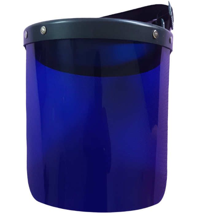 Industrial Movable Face Shield for High-Heat Applications – Cobalt Blue Visor (2mm) & Adjustable Elastic Band