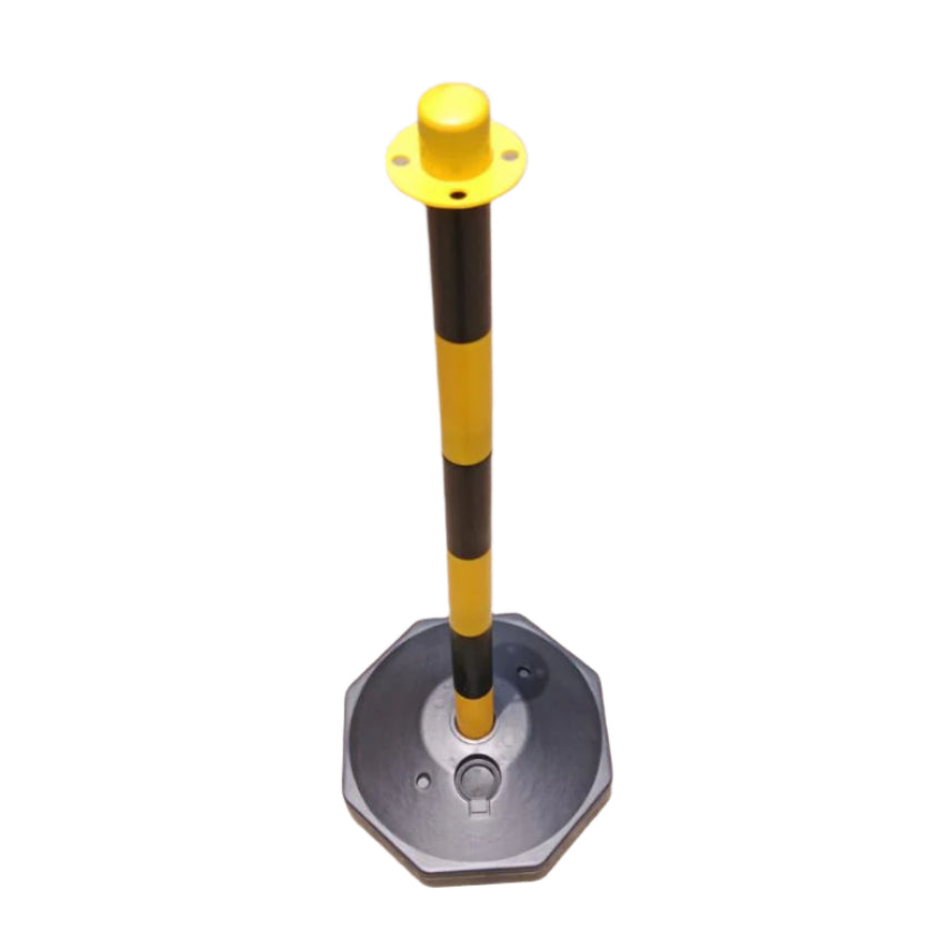 Sand Fillable Portable Bollard - 865mm Height | Yellow & Black Safety Post with Hexagonal Base