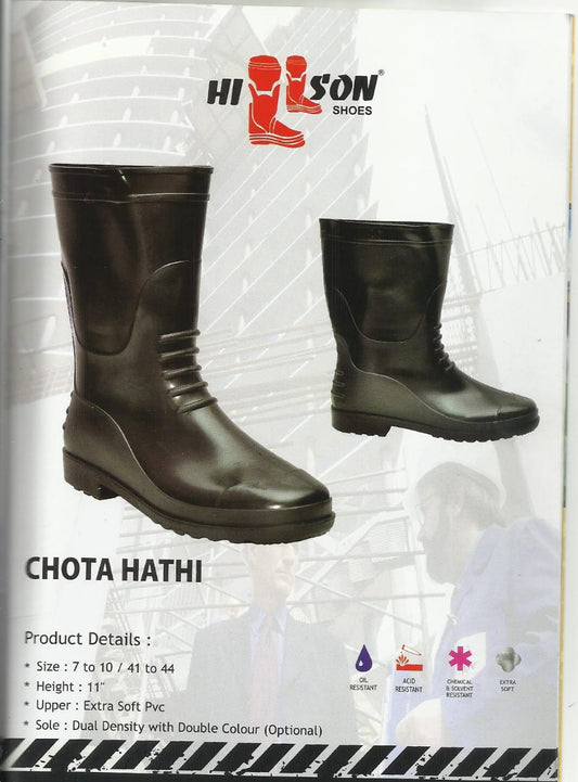 Hilson Chota Hathi Safety Gumboots – Dual Density PVC, Oil & Acid Resistant (Sizes 7-10)