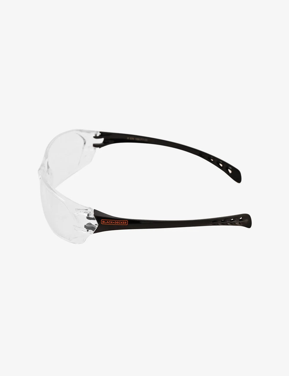 BLACK+DECKER BXPE0506IN Safety Spectacles – Wrap-Around Eye Protection with Beveled Eyebrow Shield, UV & Scratch-Resistant, EN 166 Certified