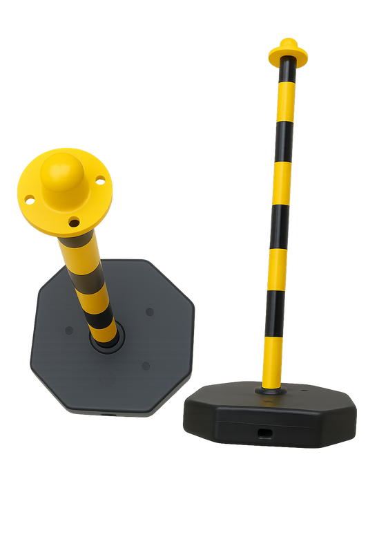 Sand Fillable Portable Bollard - 865mm Height | Yellow & Black Safety Post with Hexagonal Base