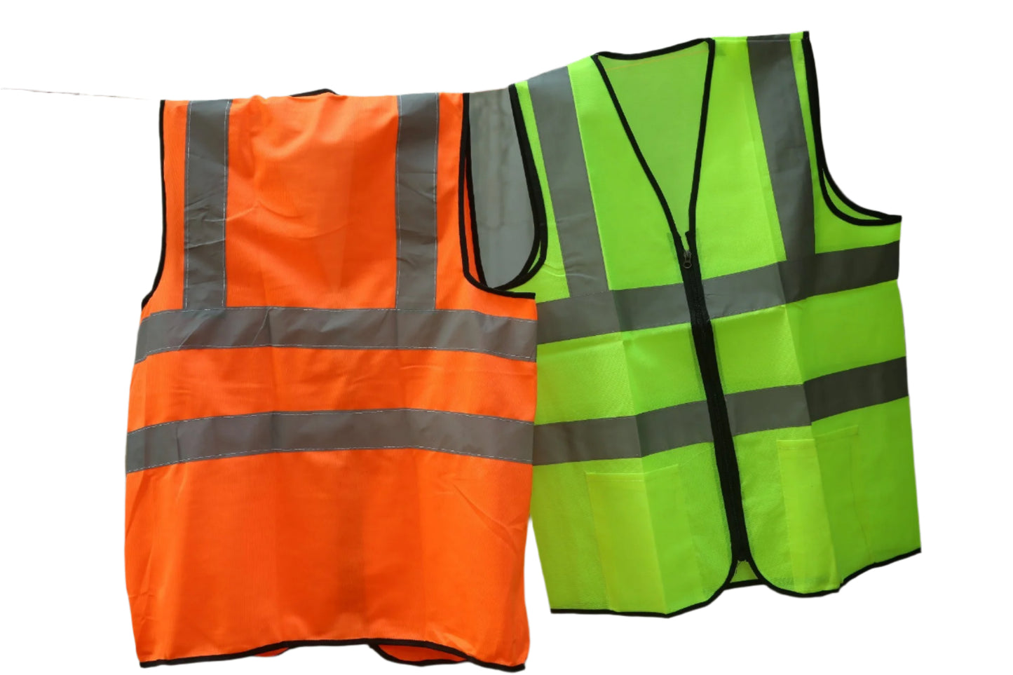 Reflective Safety Vest | Safety Jacket RJ4: 120 GSM plain fabric | Grey tape 2 vertical 2 horizontal