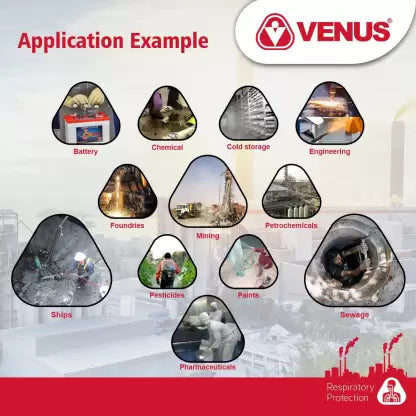 Venus V-900 Half Face Mask+V-7900 ABEK1 Multigas Reusable Filter Catriges ISI certifed Combo Pack Medium Size Half Face Mask with Patented Twist & Click Lock Mechanism