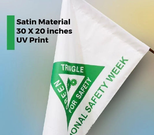 White Satin National Safety Week Flag - 30" x 20", UV Print