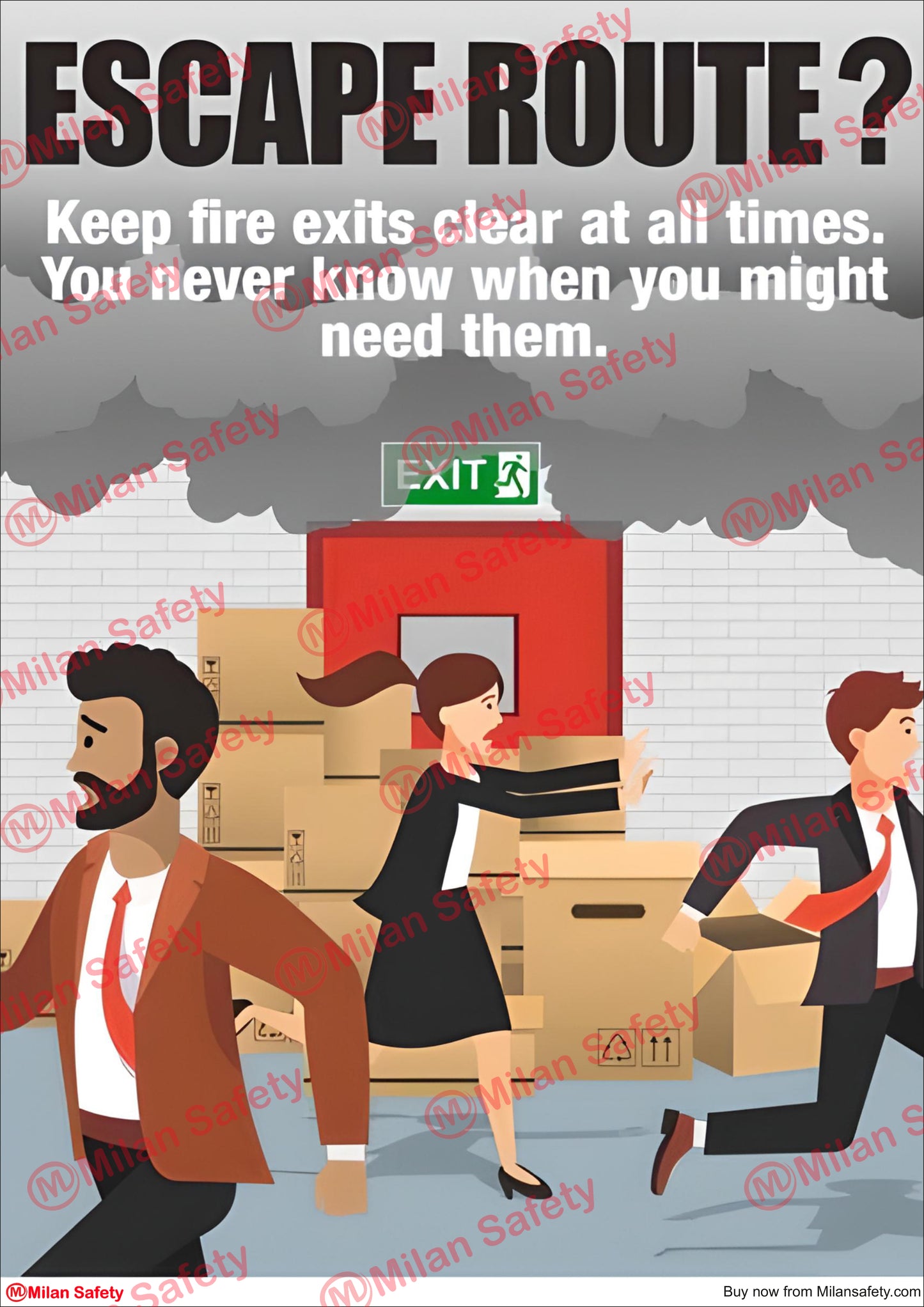 Escape Route | High-Quality Customizable Signage with Easy Wall Mounting Options | safety signs