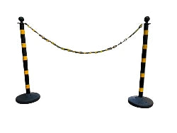 Q manager Delineator Stand MS Powder Coated MS Pole - Black Body with Yellow