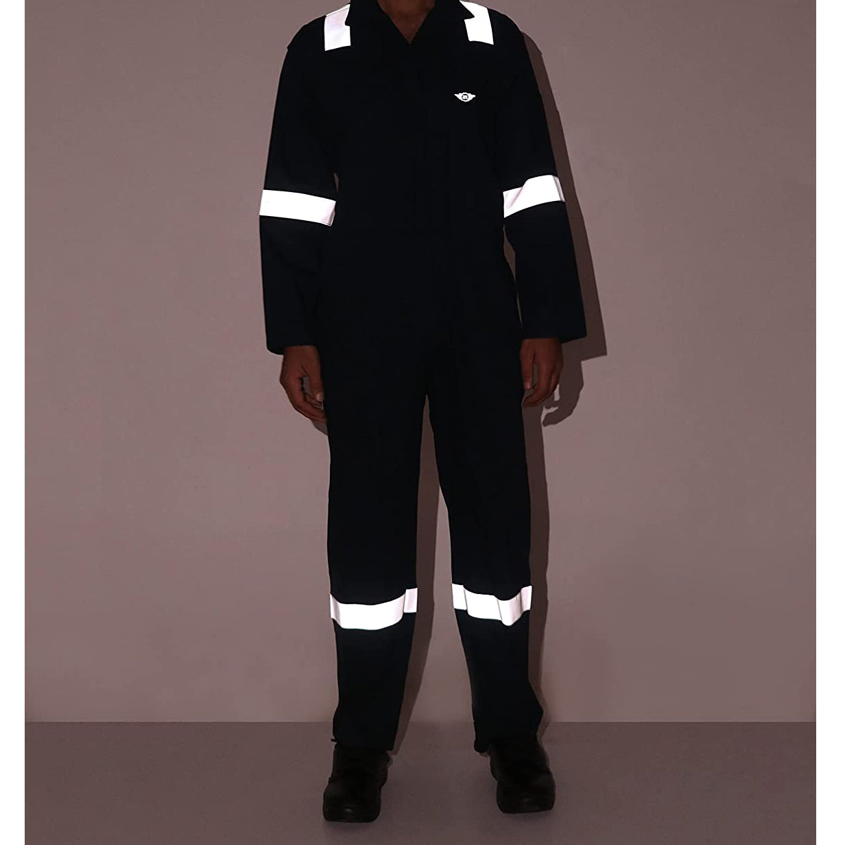High-Visibility Orange Cotton Boiler Suit with Reflective Tape
