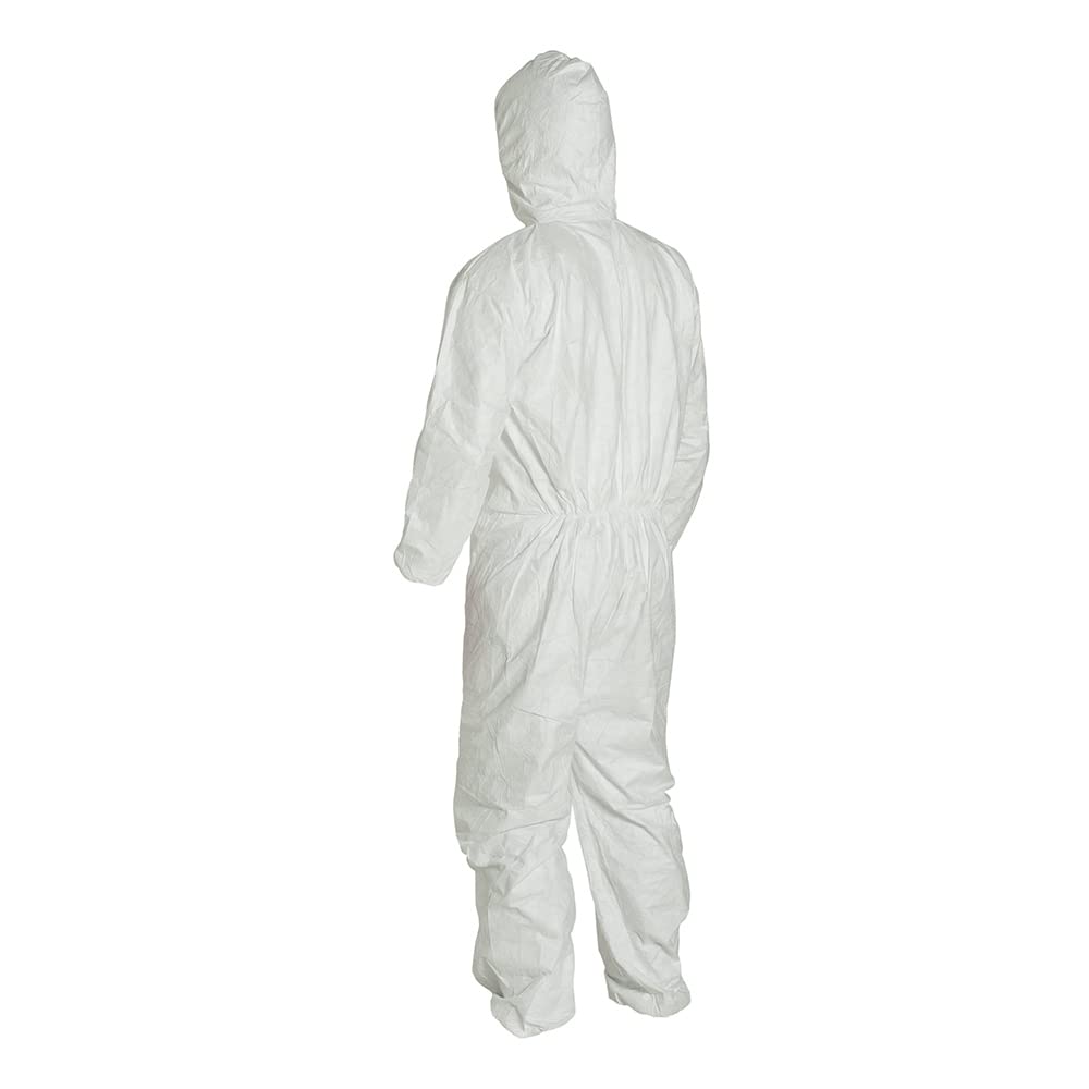 DuPont Tyvek Disposable Coverall with Hood, Elastic Cuff, White (Pack of 6)