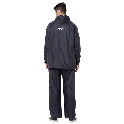 ZEEL Mens Raincoat with Adjustable Hood | Reversible Raincoat for Men | Waterproof Pant and Carrying Pouch | AZ14