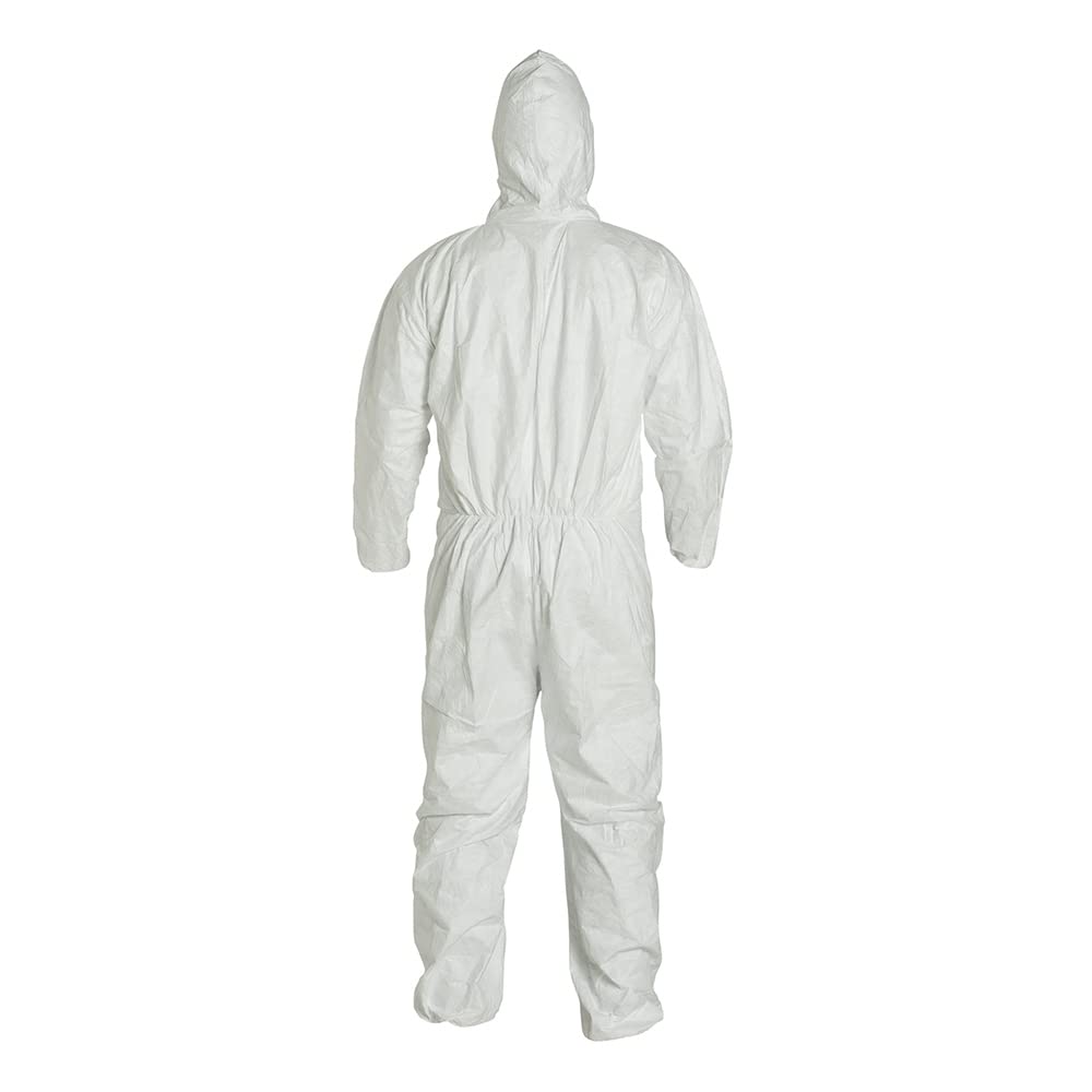 DuPont Tyvek Disposable Coverall with Hood, Elastic Cuff, White (Pack of 6)