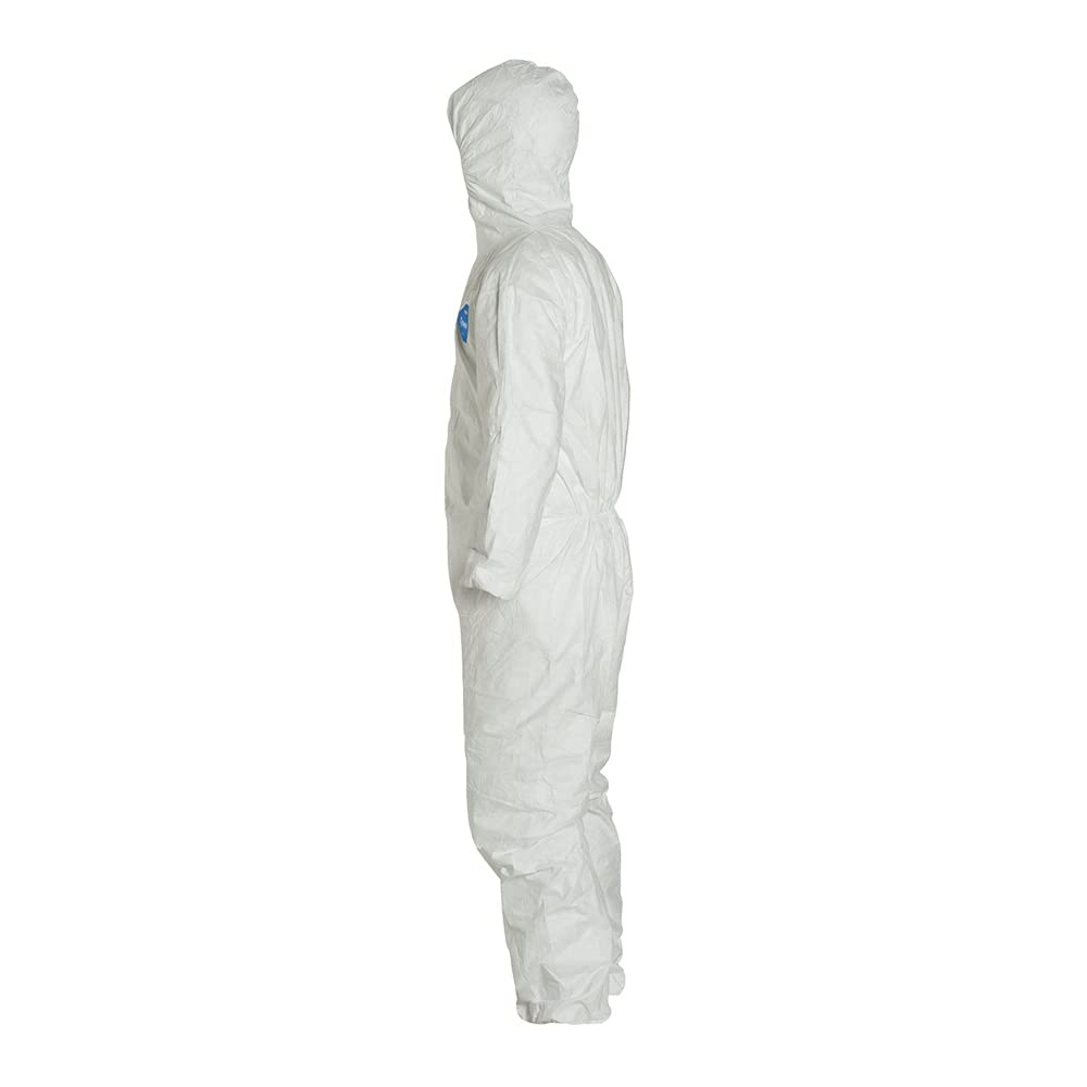 DuPont Tyvek Disposable Coverall with Hood, Elastic Cuff, White (Pack of 6)