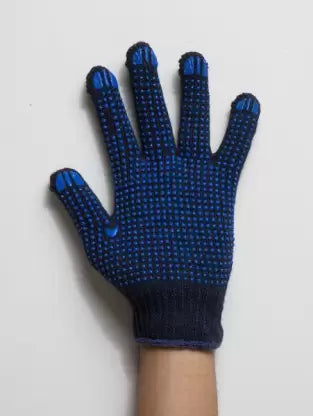 Blue Cotton Knitted Hand Gloves