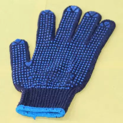 Blue Cotton Knitted Hand Gloves