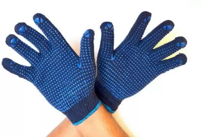 Blue Cotton Knitted Hand Gloves