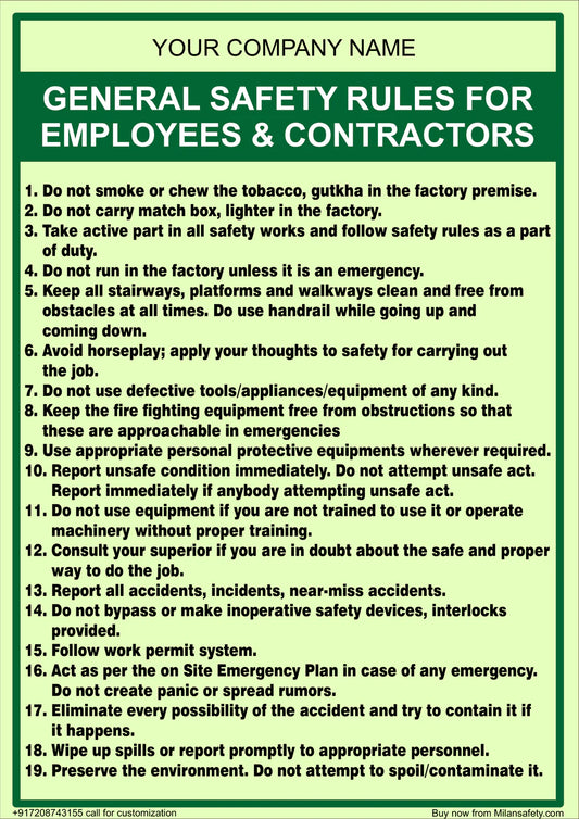 The Importance of General Safety Rules Signage and Posters in the Workplace