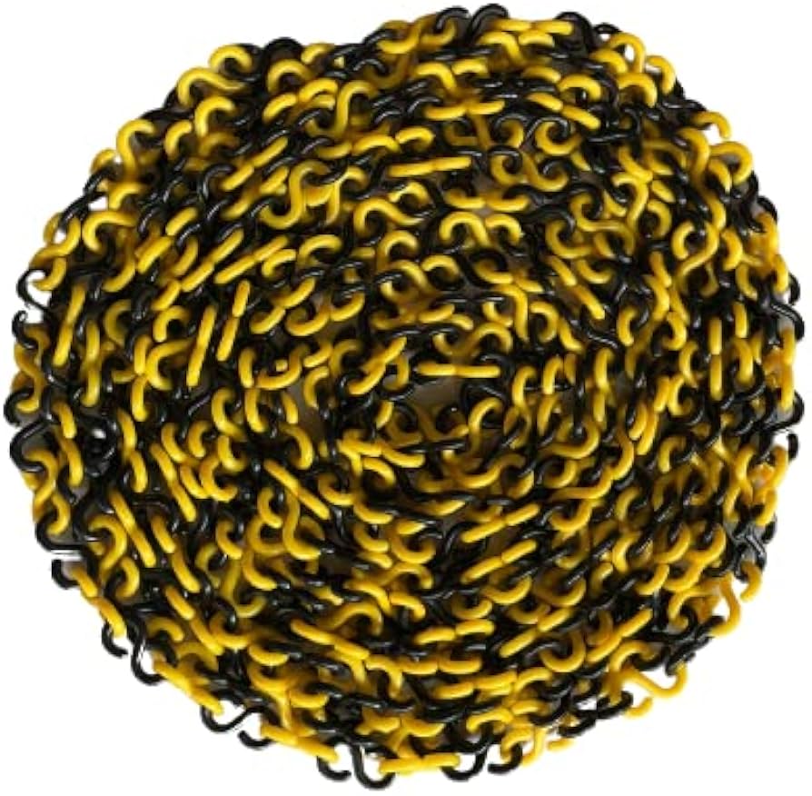 Yellow & Black Mixed Plastic Barricade Chain (8mm) - Durable & Versatile