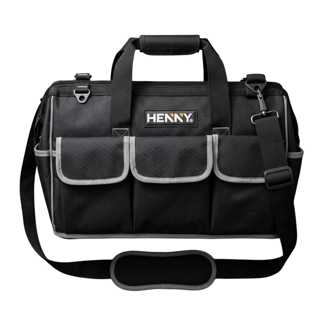 18-Inch Heavy Duty Tool Bag – 16 Pocket Waterproof Electrician & Technician Storage Organizer with Shoulder Strap