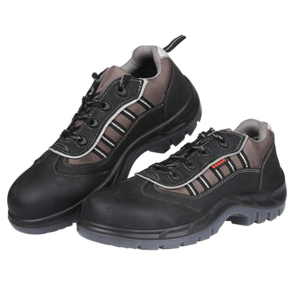KARAM ISI Marked Leather Safety Shoe | Excellent Grip, Comfort & Slip Resistance | Safety Shoes for Men with Fiber Toe | Double Density & PU Sole | Black | FS62BL(FWDAMN)