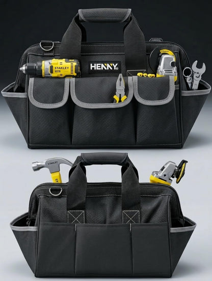 18-Inch Heavy Duty Tool Bag – 16 Pocket Waterproof Electrician & Technician Storage Organizer with Shoulder Strap
