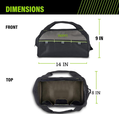 15-Inch Heavy Duty Tool Bag – Waterproof Wide Mouth Tool Organizer with Molded Base & 8 Pockets (750 Days Warranty)