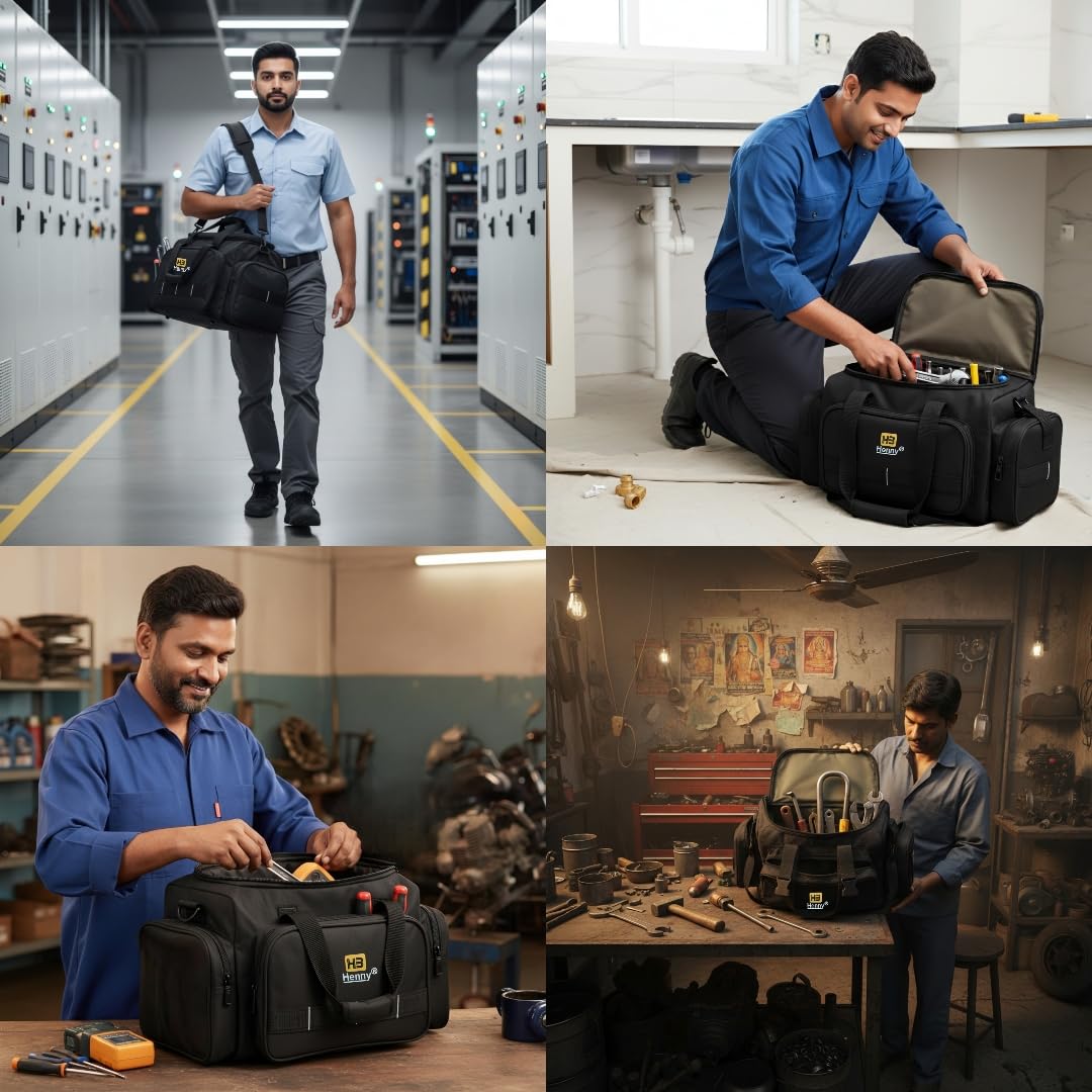 18-Inch Heavy Duty Tool Bag – 50kg Load Waterproof Urban Cord Electrician & Technician Tool Bag with Fixed Shoulder Strap