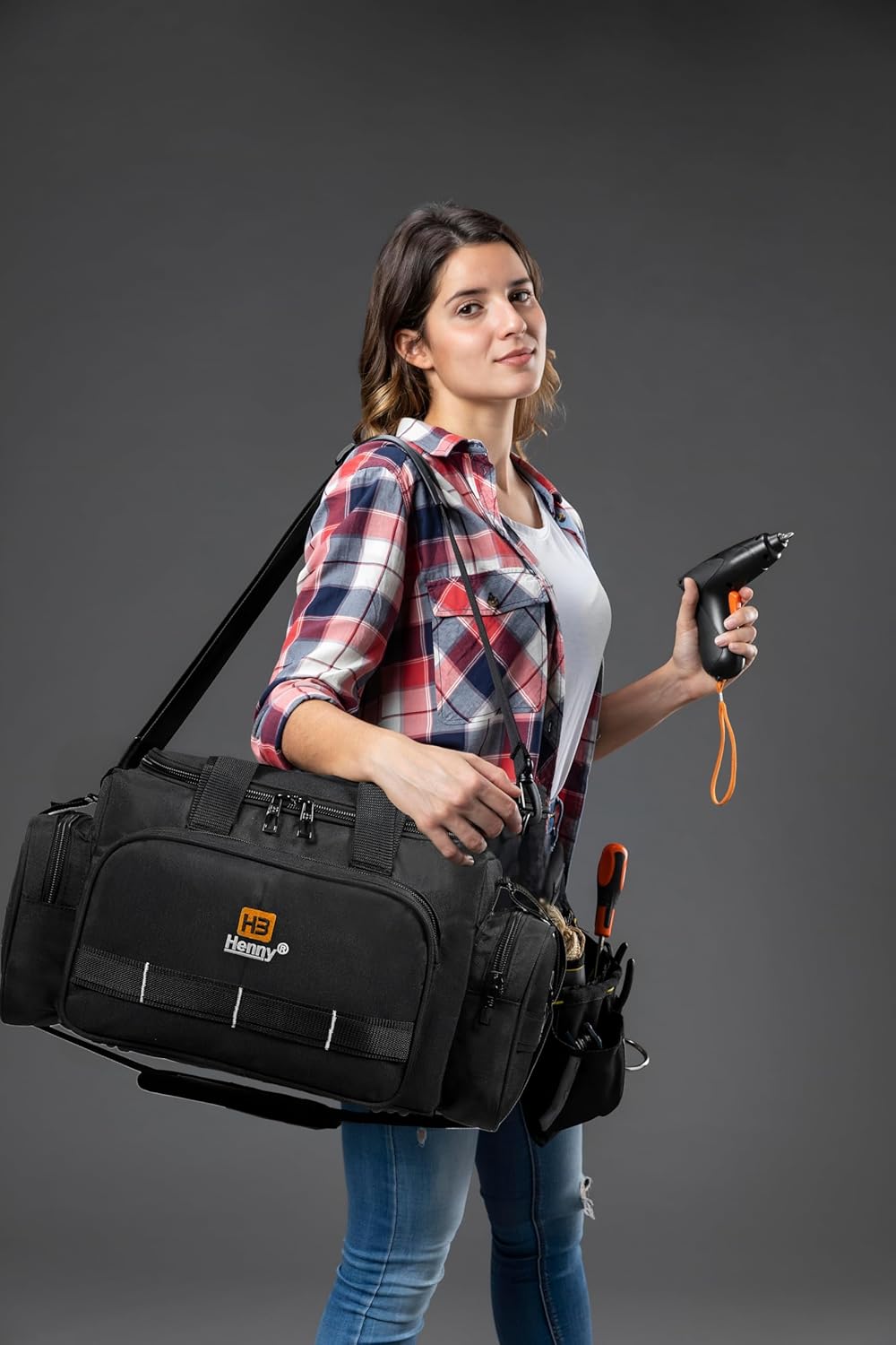 18-Inch Heavy Duty Tool Bag – 50kg Load Waterproof Urban Cord Electrician & Technician Tool Bag with Fixed Shoulder Strap
