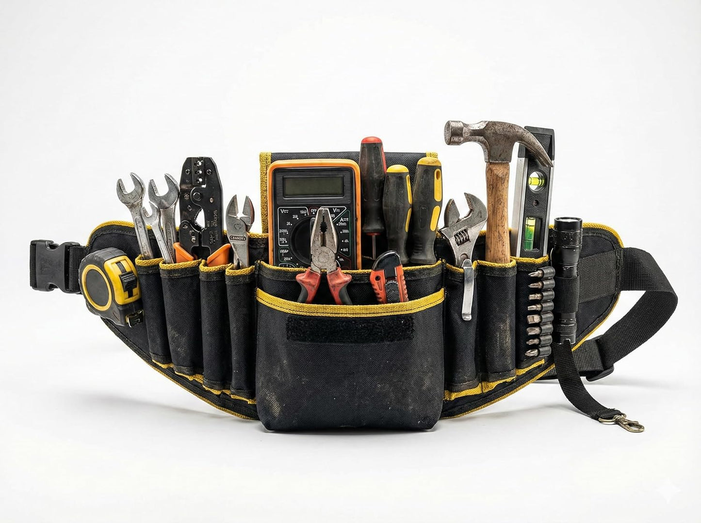 Tough Gear 2.0 Pro Series Tool Belt Pouch – Heavy Duty Multi-Pocket Waist Tool Bag with Adjustable Belt for Electricians & Technicians