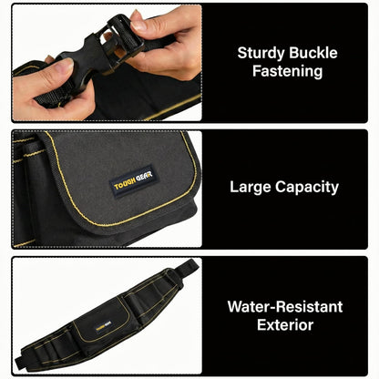 Tough Gear 2.0 Pro Series Tool Belt Pouch – Heavy Duty Multi-Pocket Waist Tool Bag with Adjustable Belt for Electricians & Technicians