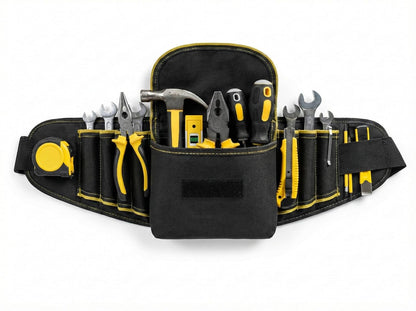 Tough Gear 2.0 Pro Series Tool Belt Pouch – Heavy Duty Multi-Pocket Waist Tool Bag with Adjustable Belt for Electricians & Technicians