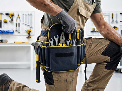Tough Gear 2.0 Pro Series Tool Belt Pouch – Heavy Duty Multi-Pocket Waist Tool Bag with Adjustable Belt for Electricians & Technicians