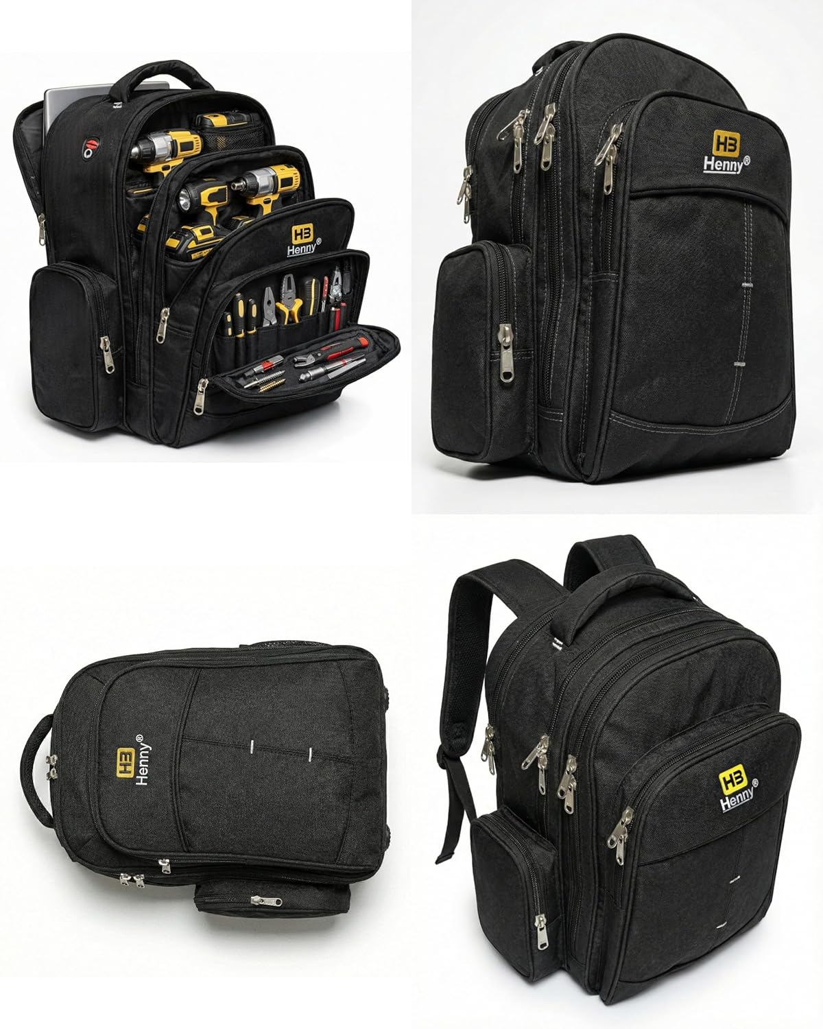 50 Pocket Heavy Duty Tool Backpack – Waterproof Urban Cord Electrician & Technician Tool Bag with Rain Cover