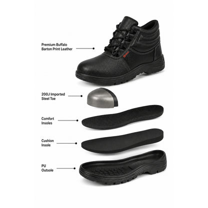 Milan Safety Shoe MS 07 – Lightweight, High-ankle |  ISI-Compliant Single -Density Safety Footwear