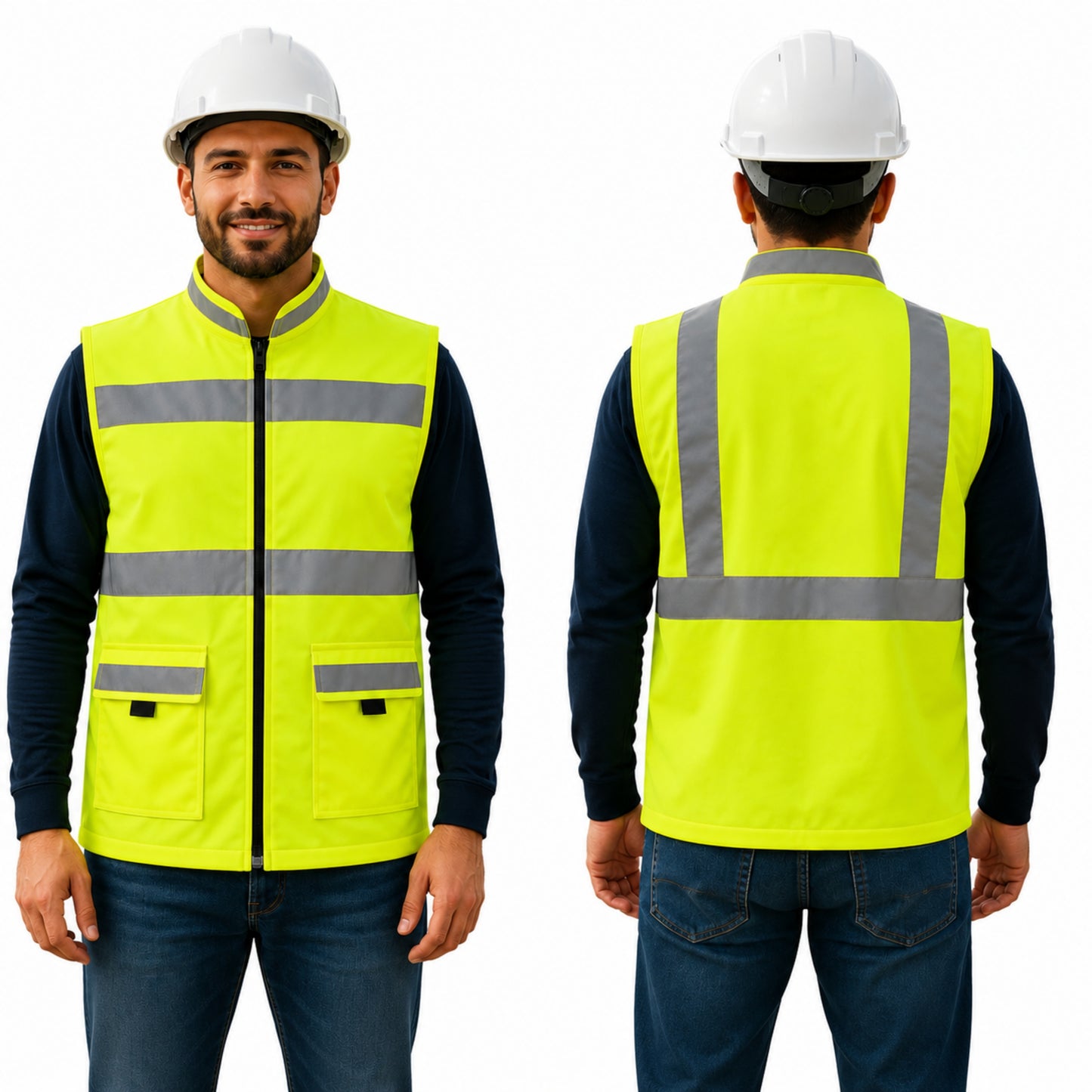 Milan Safety MSRJ7 Safety Jacket | Reflective Safety Jacket with Front Zipper & Flap Pockets