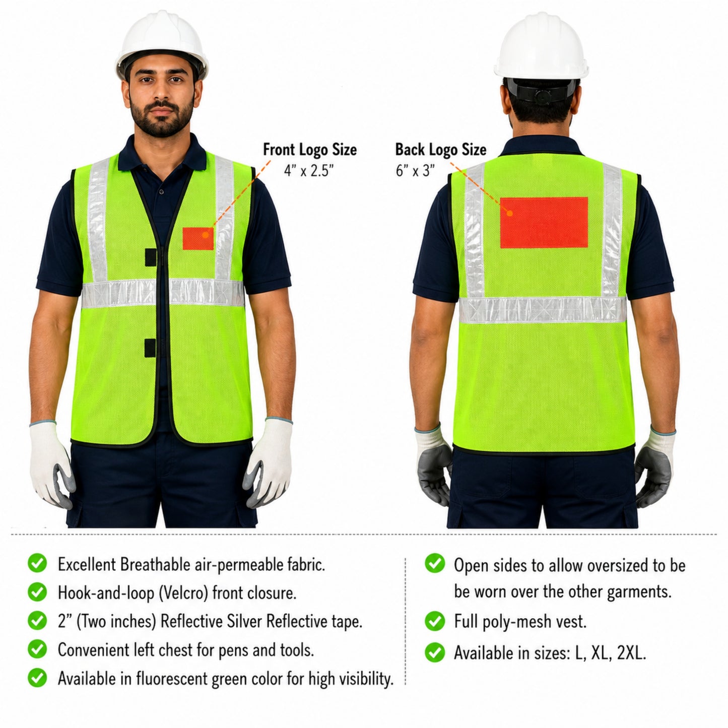 Safety Jacket MSRJ1 | 70 GSM Polyester Mesh Reflective Safety Vest