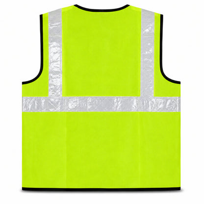 MSRJ2 High Visibility Safety Jacket | 70 GSM Plain Polyester Reflective Safety Vest | Front Zipper & Hook Closure