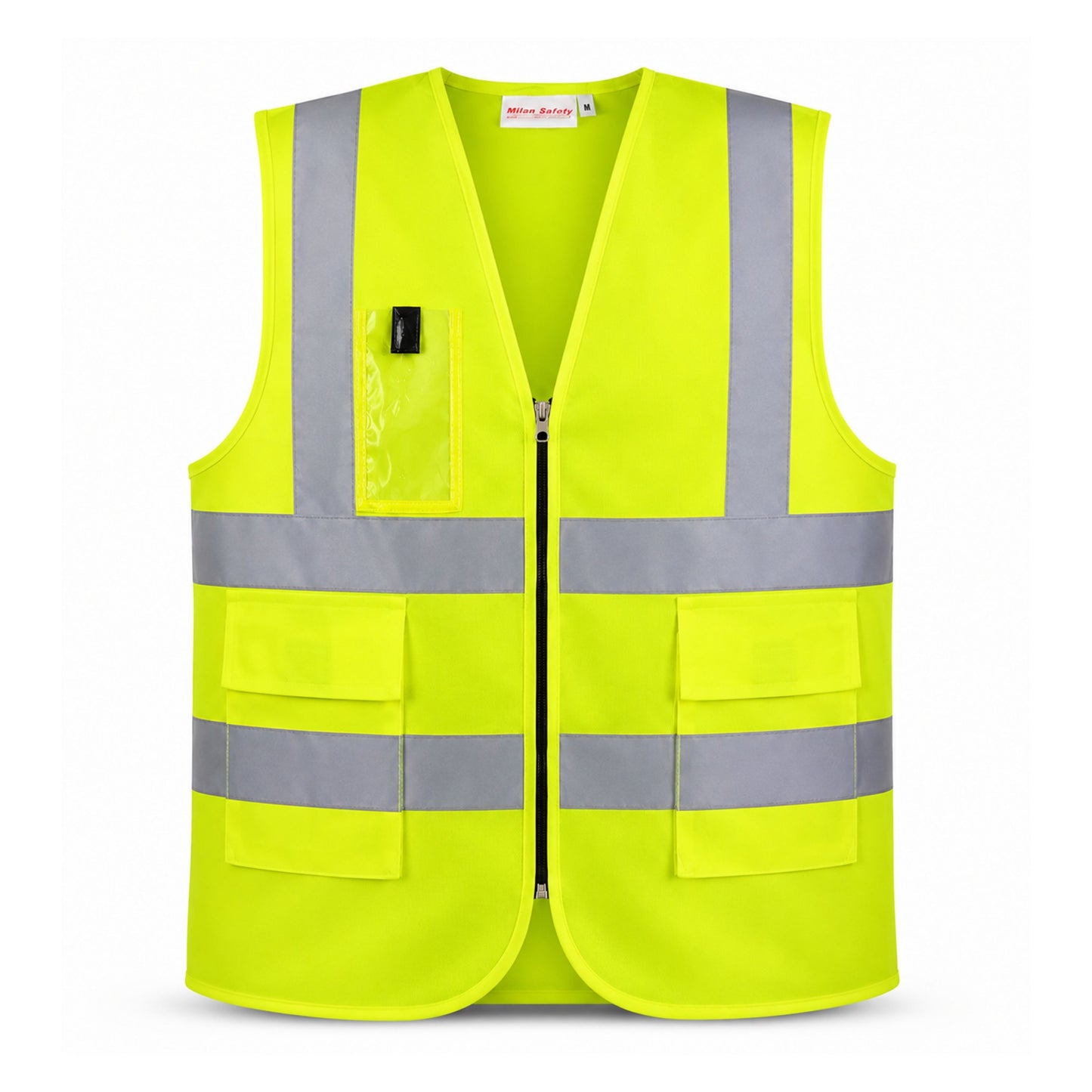 Milan Safety MSRJ6 Reflective Safety Jacket | 2” Reflective Tape | Front Zipper & Cargo Pockets