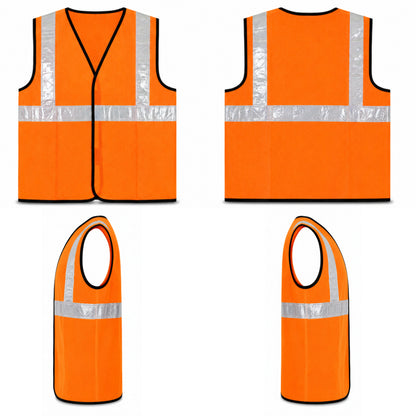 MSRJ2 High Visibility Safety Jacket | 70 GSM Plain Polyester Reflective Safety Vest | Front Zipper & Hook Closure