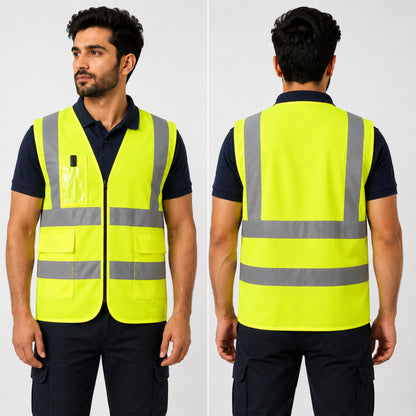 Milan Safety MSRJ6 Reflective Safety Jacket | 2” Reflective Tape | Front Zipper & Cargo Pockets