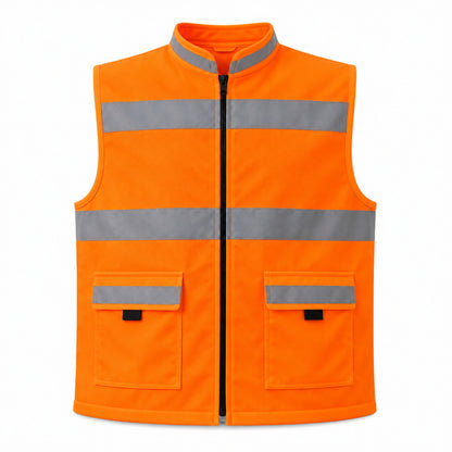 Milan Safety MSRJ7 Safety Jacket | Reflective Safety Jacket with Front Zipper & Flap Pockets